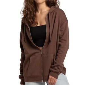 Naked Wardrobe Chocolate Brown Full Zip Hooded Jacket Women's XL/Extra Large NWT